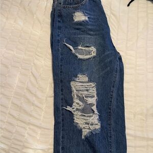 Distressed Blue Jeans